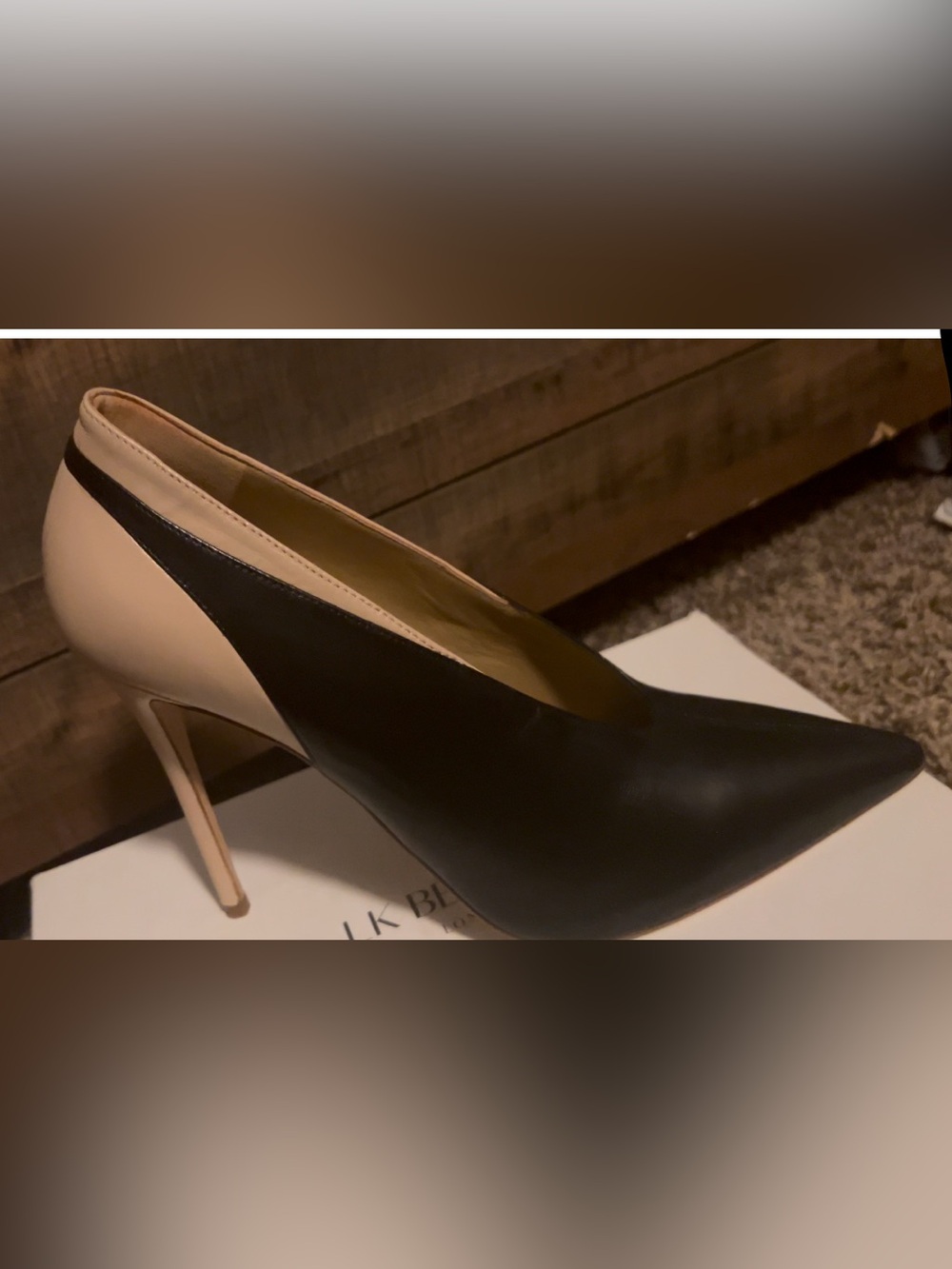 LK Bennett Black and Nude Pointed-Toe Stiletto Pump